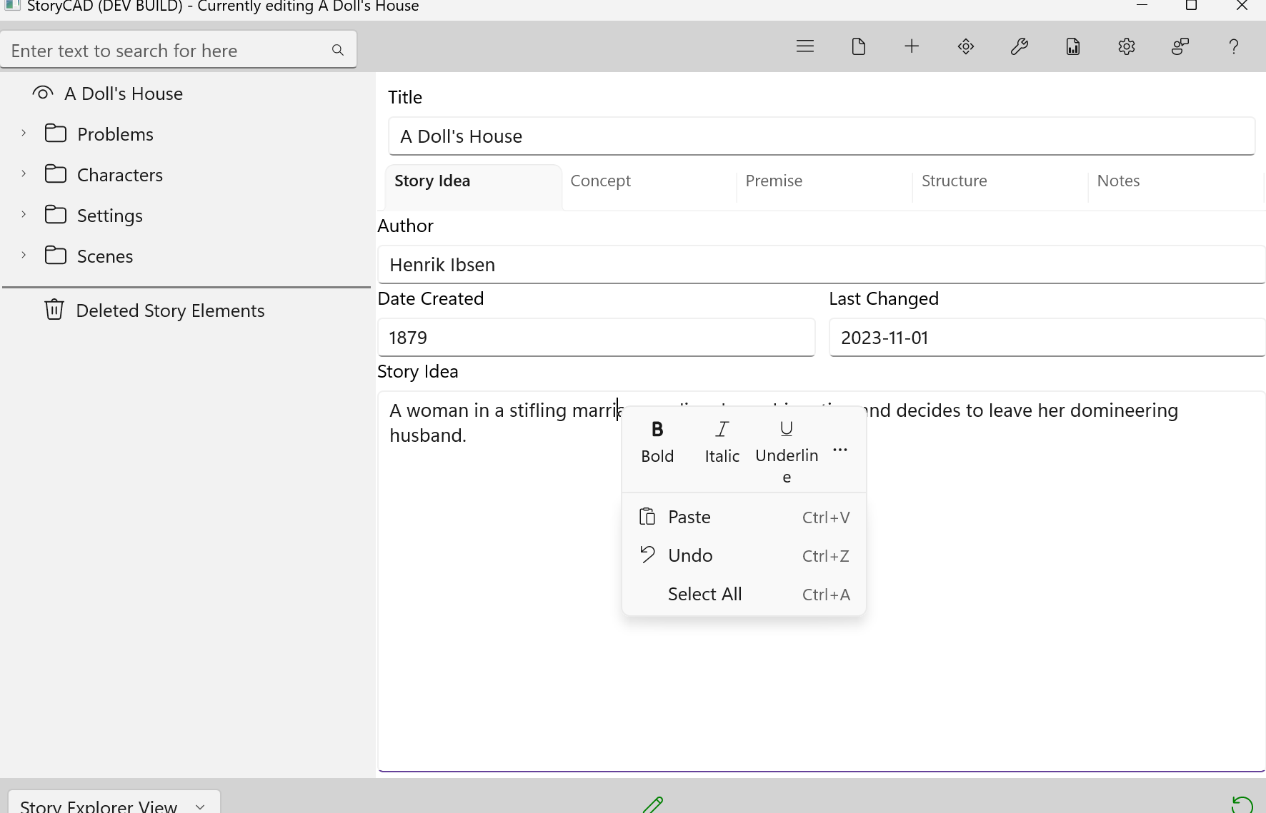 Right-click formatting menu on Windows